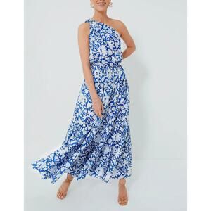 NWT CHARINA SARTE  Tuckernuck Exclusive Blue Botanica Long Dress Blue White XS
